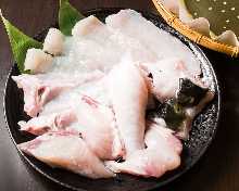 Chopped pufferfish sashimi