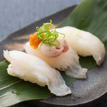 Three kinds of grouper nigiri