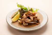 Grilled squid tentacles with butter