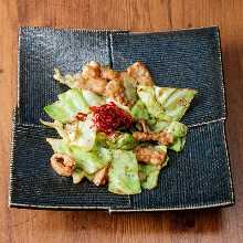 Grilled beef tripe with cabbage