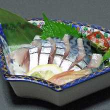 Japanese pickled mackerel sashimi