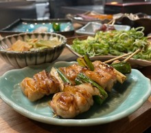 Negima (green onion pieces and chicken)