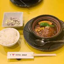 Kobe beef clay pot hamburger steak (with salad and rice)