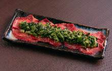 Grilled beef tongue with green onions