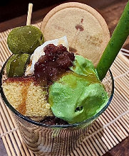 Matcha red bean parfait