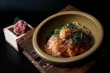 Stone grilled tartare bibimbap