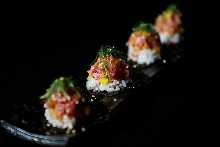 Wagyu beef, fatty tuna, and takuan sushi roll