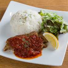 Chicken lunch with daily sauce