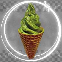Matcha soft serve ice cream with gold leaf