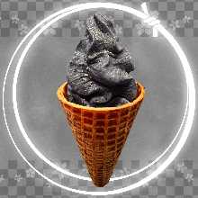 Black Sesame Soft Serve Ice Cream with Gold Leaf