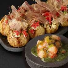 Shrimp basil takoyaki