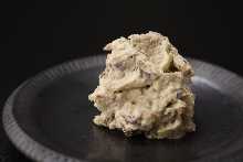 Cream cheese and smoked daikon pickles