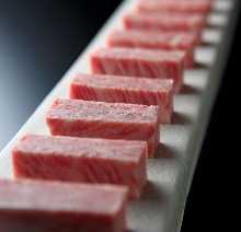 Thickly sliced extra premium Wagyu beef kalbi