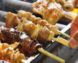 Assorted grilled chicken skewers