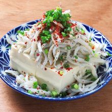 Chilled tofu and whitebait