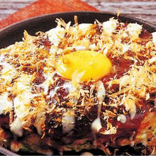 Sticky rice and cheese okonomiyaki