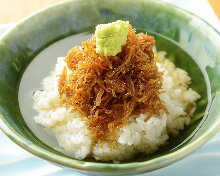 Shirasu chazuke (whitebait and rice with tea)