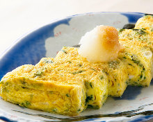 Dried baby anchovy and seaweed omelet