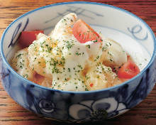 Fried shrimp dressed with mayonnaise