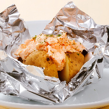 Baked potato with spicy cod roe and butter