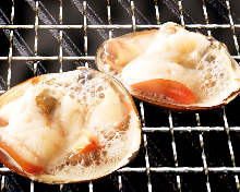 Grilled live sakhalin surf clams