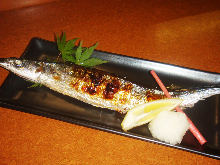 Salted and grilled saury