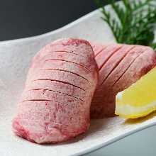 Thickly sliced premium beef tongue