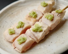 Chicken tenderloin skewer with wasabi