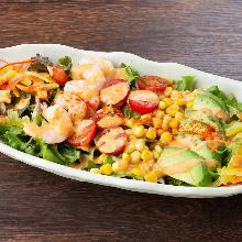 Shrimp and avocado cobb salad