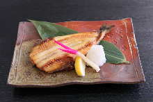 Salted and grilled Atka mackerel