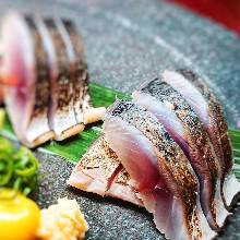 Japanese pickled mackerel sashimi