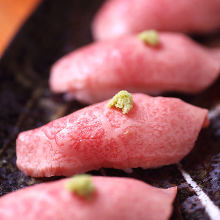 Beef nigiri sushi