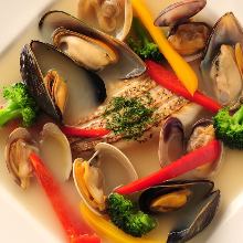 Mussels steamed in wine