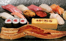 Assorted nigiri sushi of the day