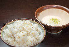 Barley rice with grated yam set