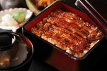 Eel served over rice in a lacquered box