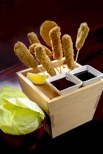 Assorted fried cutlet skewers