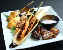 Assorted grilled food