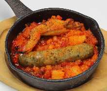 Sausage and chicken wing cassoulet