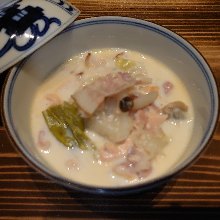Simmered in white sauce
