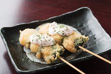 Fried shrimp skewer