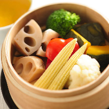 Steamed in a bamboo steamer