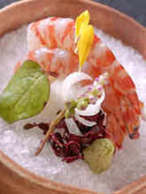 Live Japanese tiger prawn sashimi