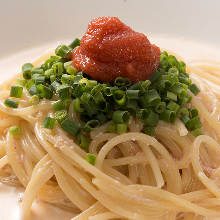 Pasta with mentaiko (marinated cod roe) cream sauce