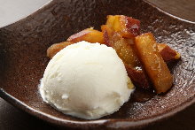 Candied sweet potatoes with ice cream