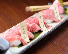 Seared Wagyu beef nigiri sushi
