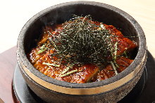 Chopped kabayaki eel on rice