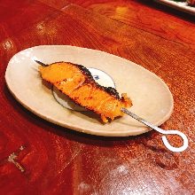 Grilled salmon skewer