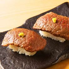 Wagyu beef nigiri sushi