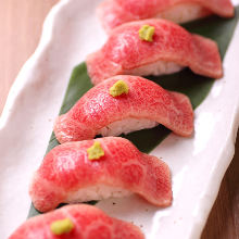 Beef nigiri sushi